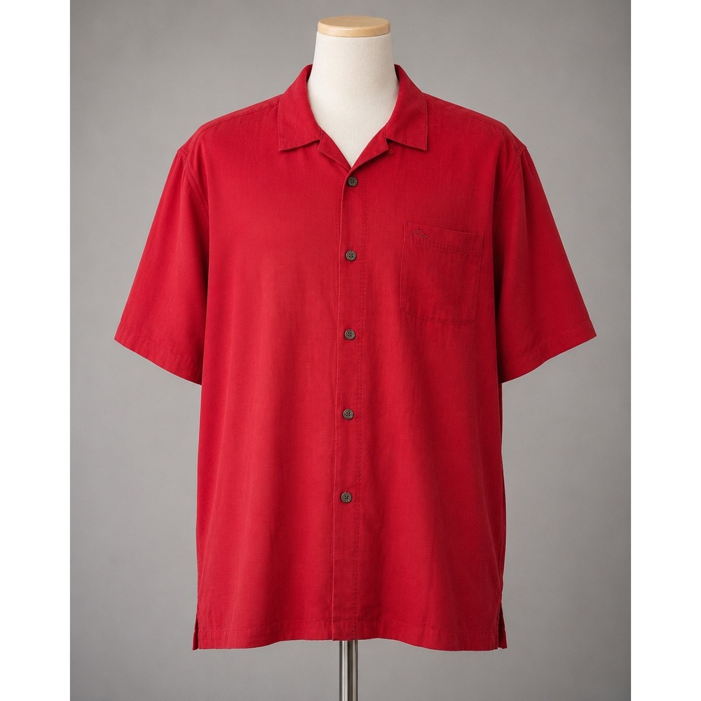 Tommy Bahama Island Zone Mens Red Coral Silk Blend Short Sleeve Camp Shirt XXL